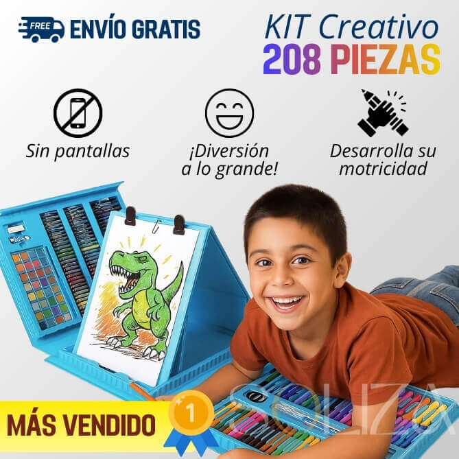 Mega Kit Creativo con Caballete Doble para Niños – 208 Piezas