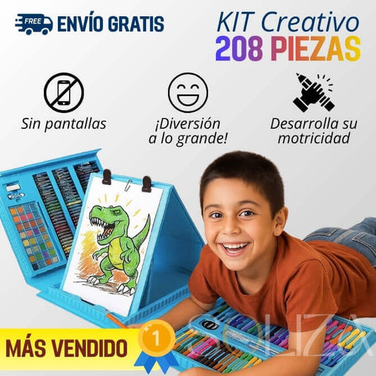 Mega Kit Creativo con Caballete Doble para Niños – 208 Piezas