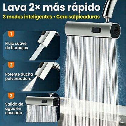 Llave Lavaplatos Cascada 360º Universal (3 en 1)