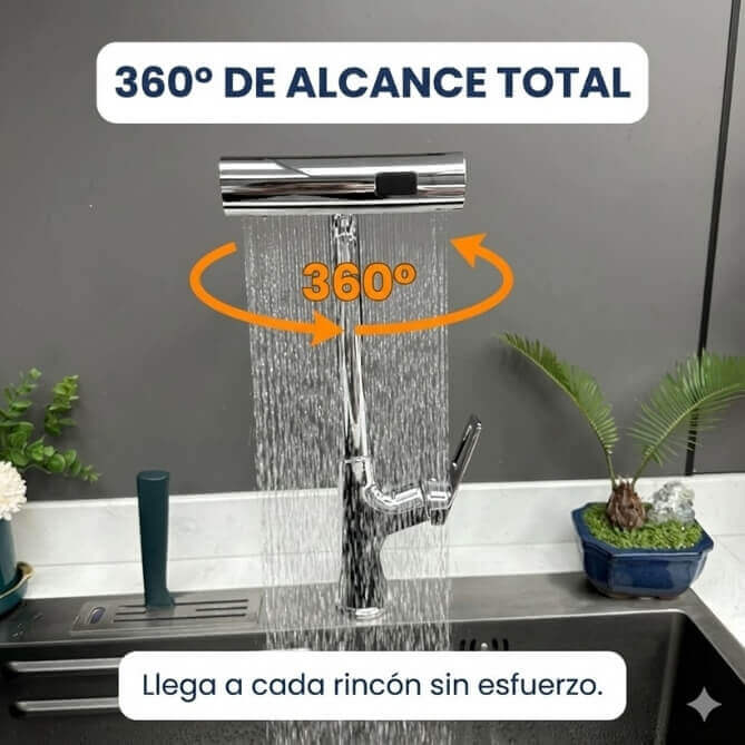 Llave Lavaplatos Cascada 360º Universal (3 en 1)