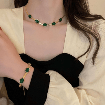 Set Collar Pendientes y Pulseras Esmeralda - SOLIZA - 