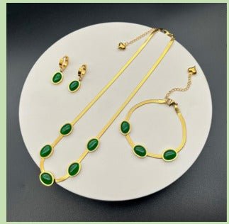 Set Collar Pendientes y Pulseras Esmeralda - SOLIZA - 