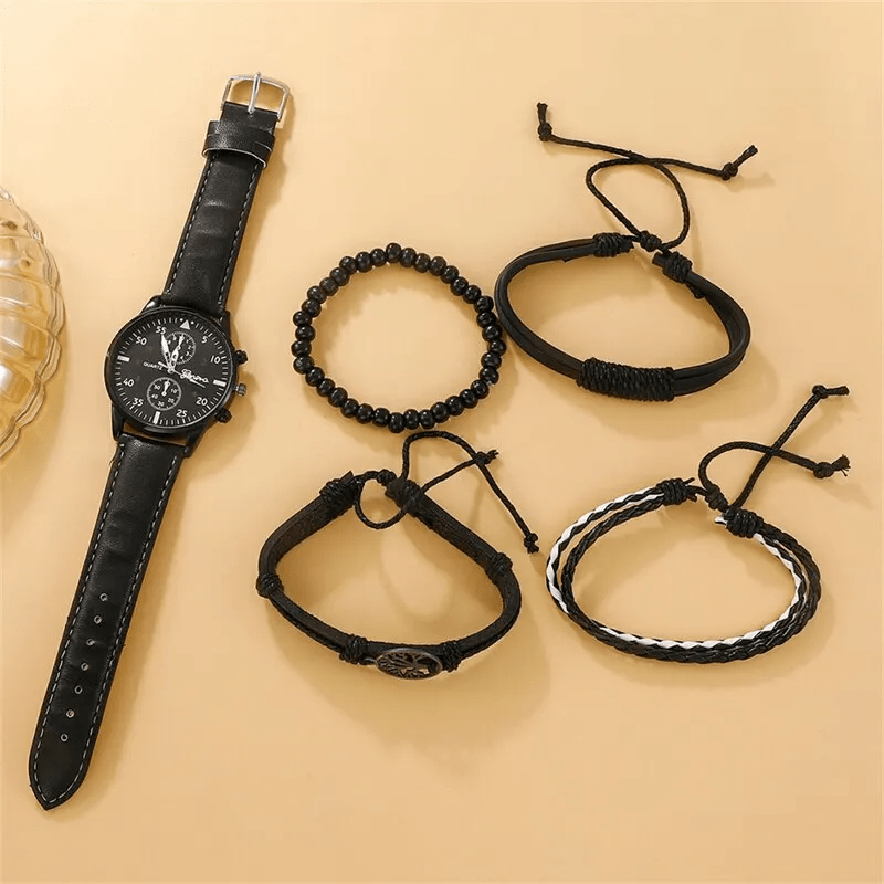 Set Reloj Hombre - 1 Reloj + 4 Pulseras de Regalo - SOLIZA - 