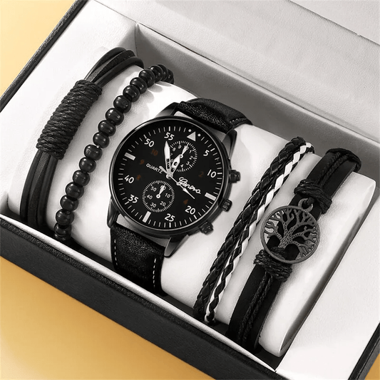 Set Reloj Hombre - 1 Reloj + 4 Pulseras de Regalo - SOLIZA - 